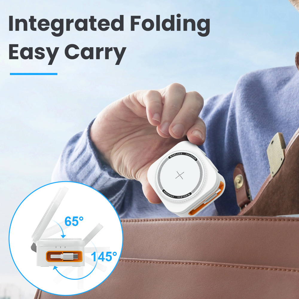 CYJ-10 Retractable Cable Wireless Charger for iphone16 Magnetic Foldable Wireless Charger Custom