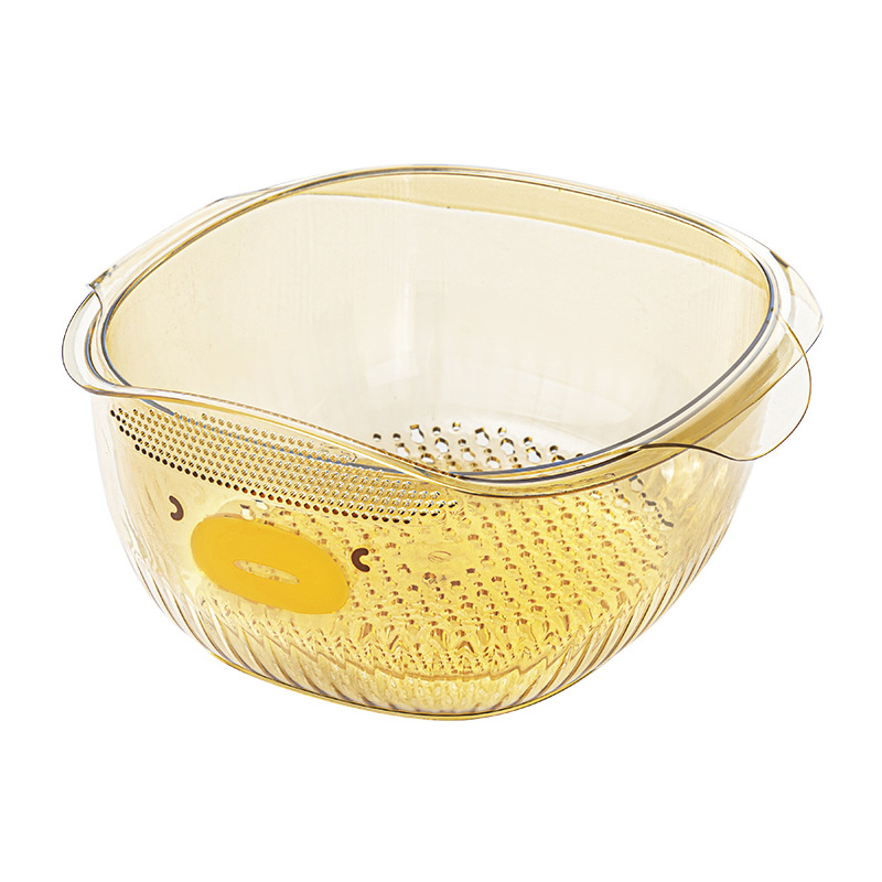 Double-Layer Vegetable Washing Basket Kitchen Draining Fruit Vegetable Basket Household Washing Vegetable Basket Multifunctional Fruit Washing Filter Basin Vegetable Washing Basket
