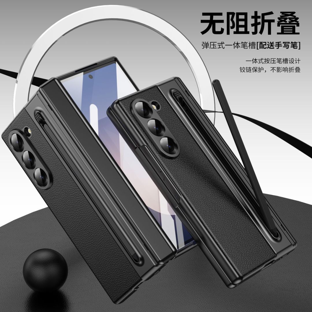 For Samsung Z Fold8 Ultra Phone Case Spring Pen Slot With Stylus Case Film Electroplated Leather Protection