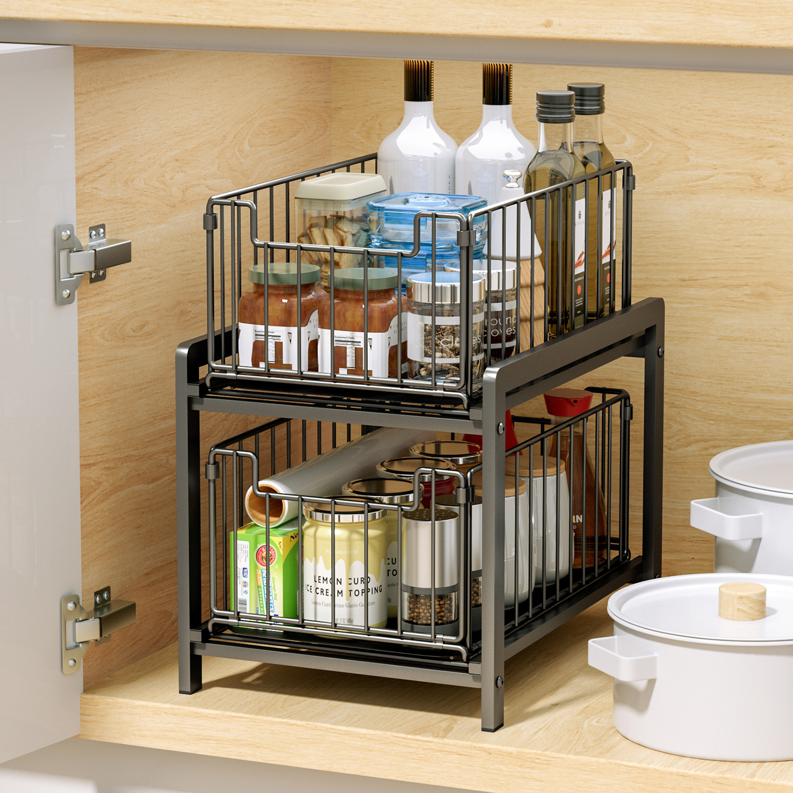 Under sink pull-out storage rack cabinet storage rack multi-layer detachable kitchen counter miscellaneous bottle jar storage rack