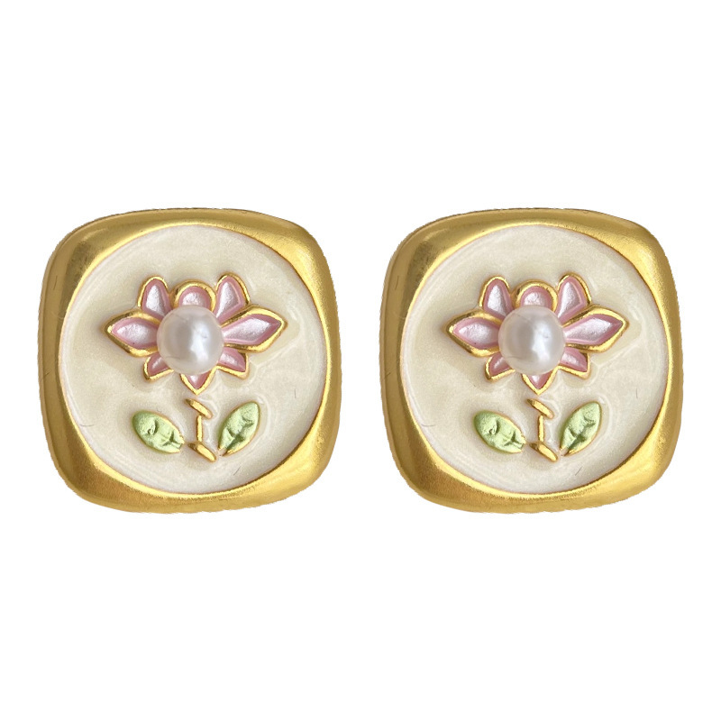 Vintage Retro Enamel Drop Butterfly Earring Collection Oil Painting Style Earrings Ear Accessories