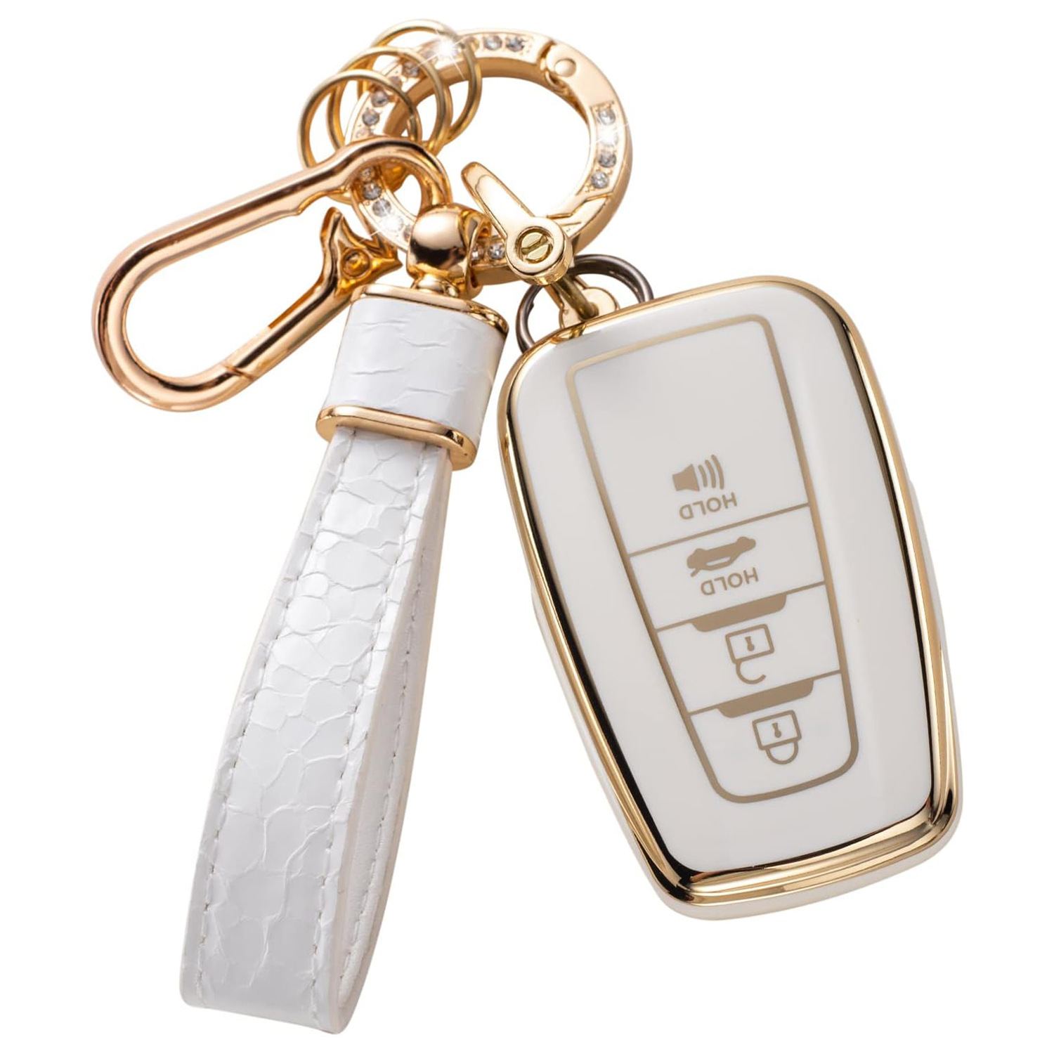 Gold Edge Key Case Pendant Car Key Bag Stone Grain Keychain
