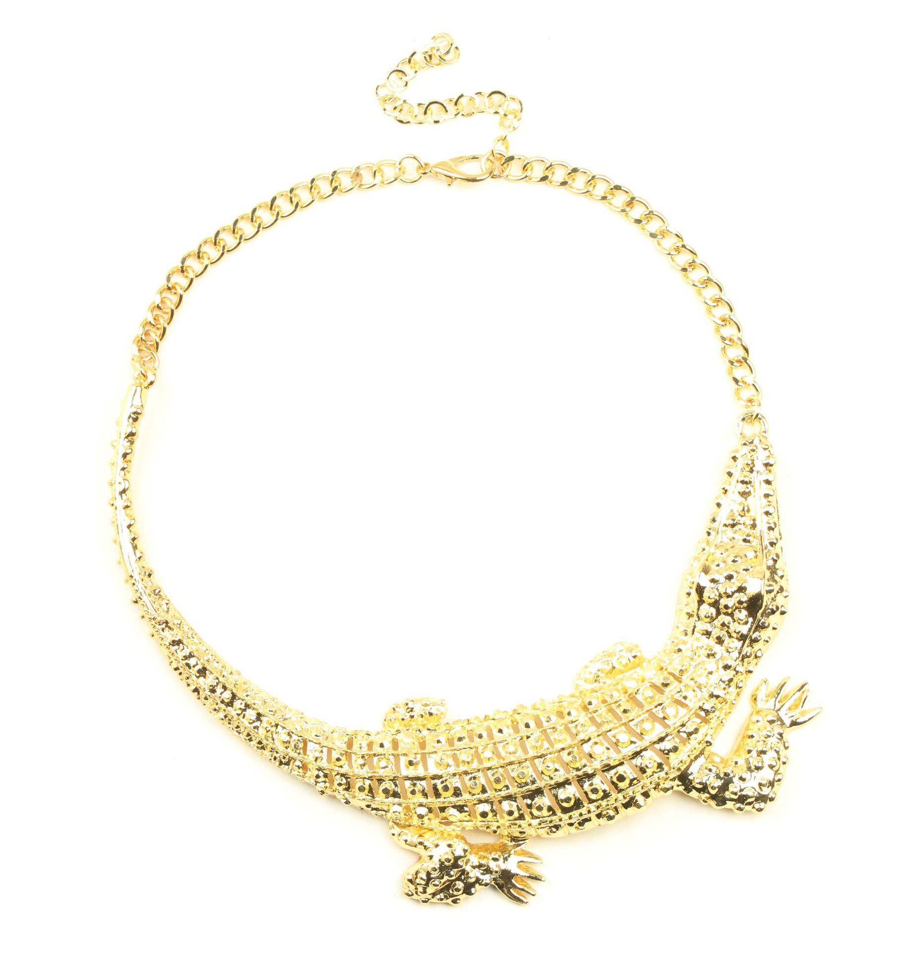 New gold crocodile necklace exaggerated ornament