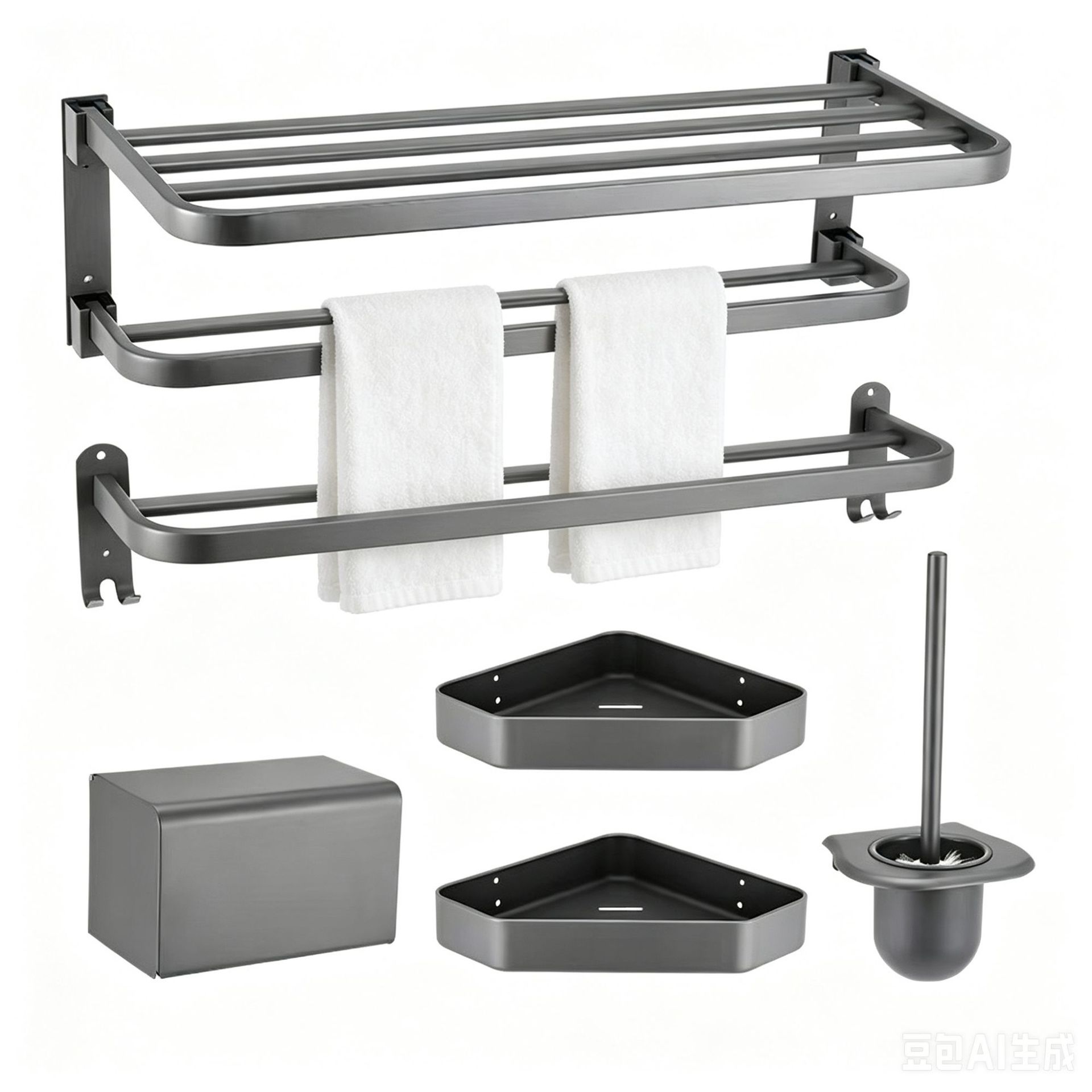 Bathroom Five-Piece Set Towel Bar Toilet Paper Holder Bathroom Hardware Set Stainless Steel Towel Rack No-Drill Hanging Accessories