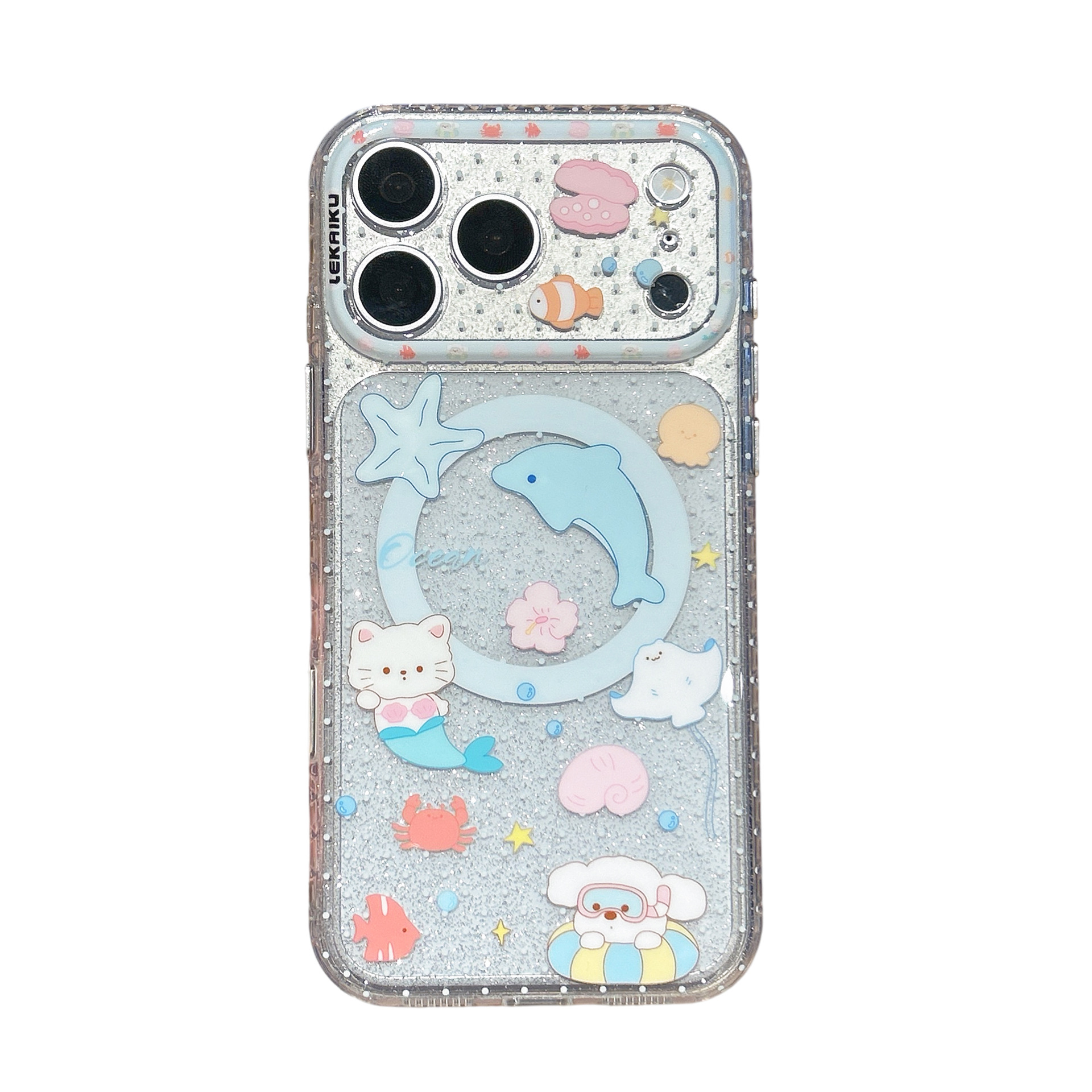For iPhone 17 Pro Max Cartoon Graffiti AI Magnetic Phone Case Apple 16 Tulip Four-Leaf Clover Floral