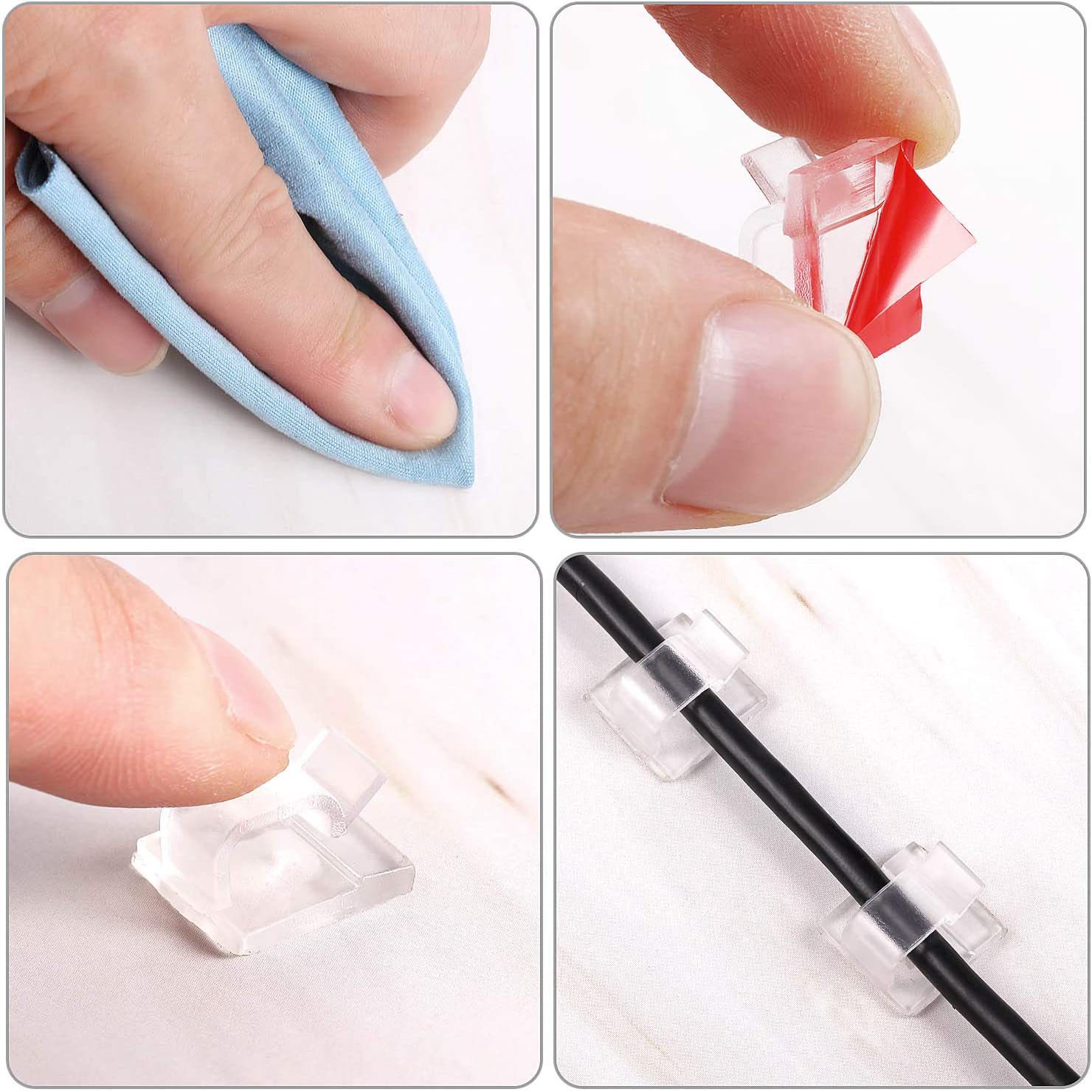 R-Type Transparent Self-Adhesive Cable Clip XK001 Wire Fixing Seat Cable Clamp Car Wire Organizer