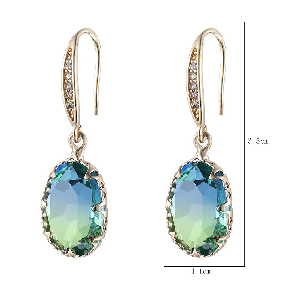 Geometric Jewelry Dazzling Oval Gemstone Earrings Ear Cuff Set with Zircon Super Fairy Tourmaline Earrings