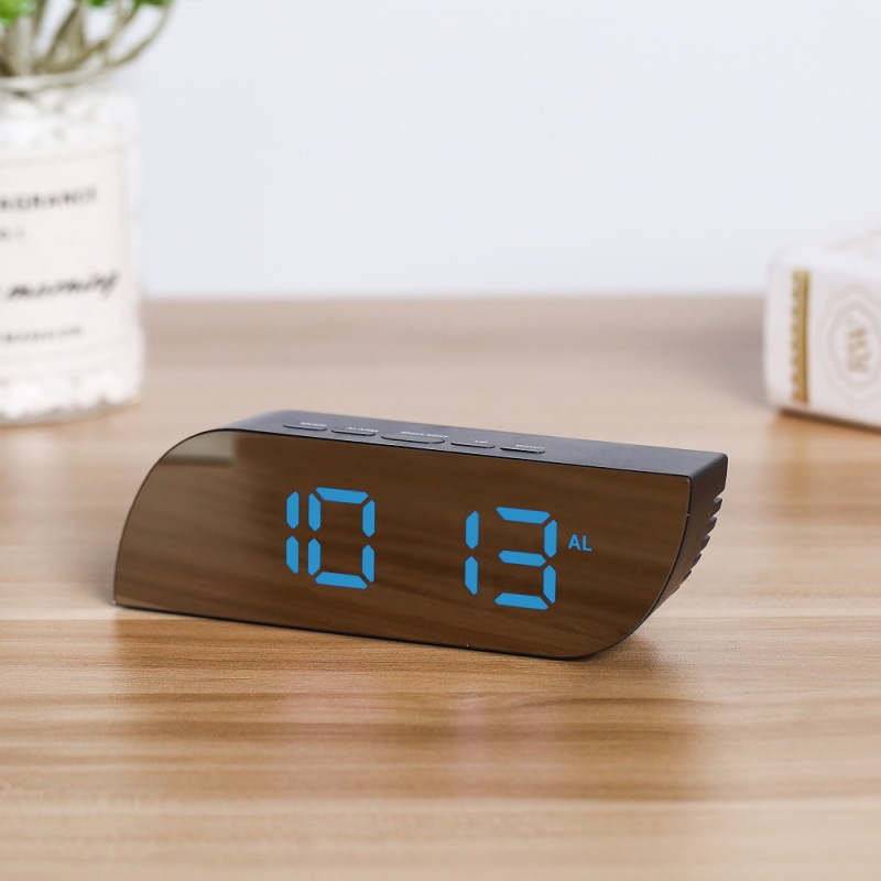 Smart bedside clock with mirror LED screen digital electronic clock temperature clock alarm clock