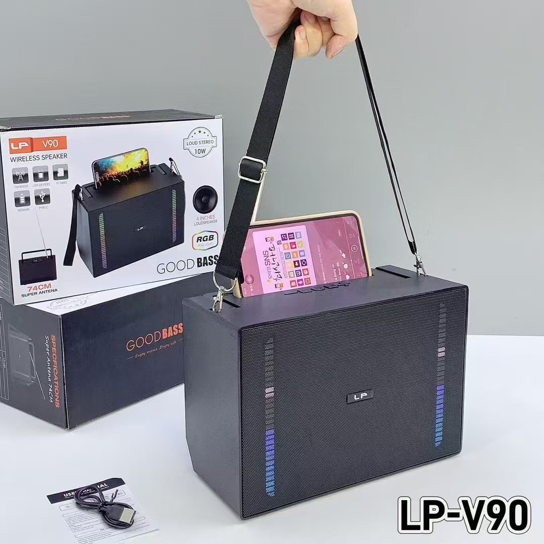 New V90 Wireless Bluetooth Speaker Outdoor Subwoofer with RGB Colorful Light Portable Handle Radio