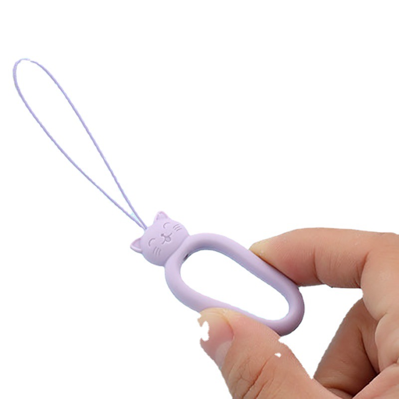 New Cat Silicone Ring Lanyard USB Drive Short Cartoon Phone Chain Pendant Liquid Silicone Ring Lanyard