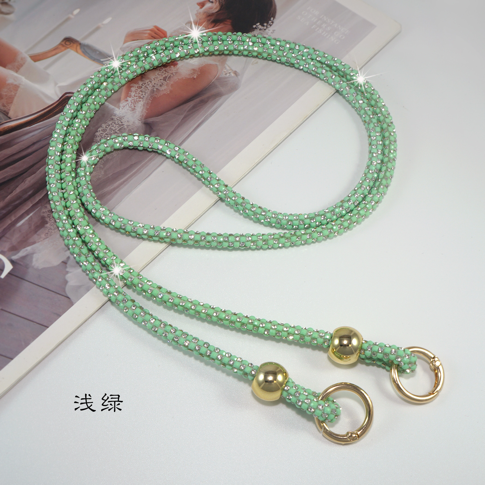 Beaded Full Diamond Phone Lanyard Long Colorful Crossbody Chain Bag Rhinestone Shoulder Strap Luxury for Women
