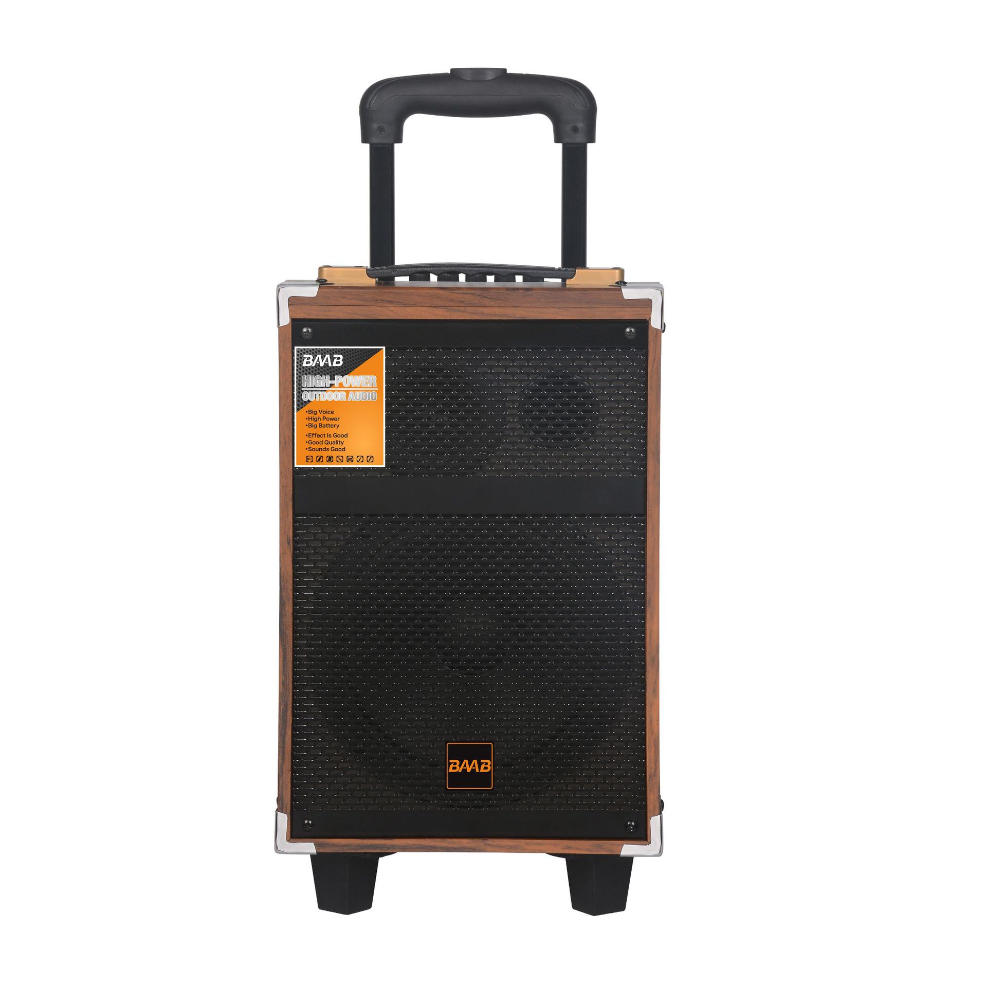Square Dance Audio Outdoor K Song Speaker High Power Wooden with Wireless Microphone Bluetooth Pull Rod 8-inch Mobile Audio