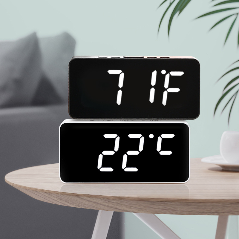 LED Digital Alarm Clock Silent Mirror Clock Multi-function Night Light Electronic Clock Lazy Clock Snooze Function