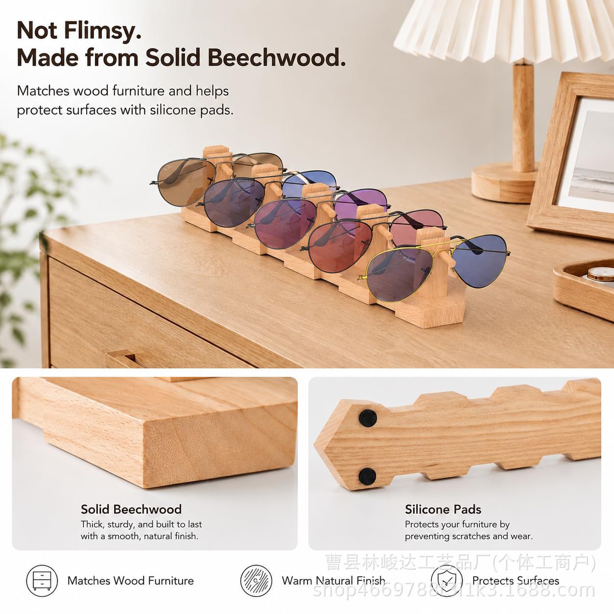 Simple wooden sunglasses storage rack, multi-grid store counter myopia glasses display shelf, storage decorative rack