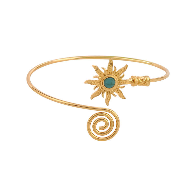 New accessory arm cuff texture style sun arm ring turquoise open adjustable arm bracelet