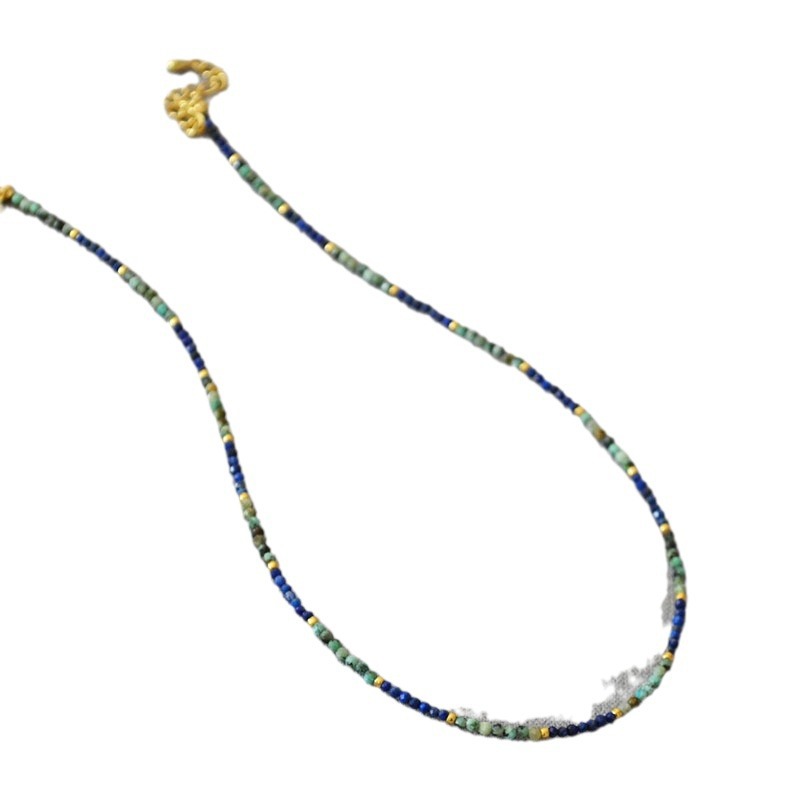 Turquoise lapis lazuli handmade beaded simple necklace锁骨链 for women