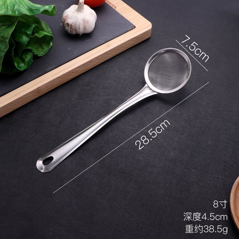 Stainless steel mesh strainer skimmer hot pot spoon household flour sieve soy milk filter net foam skimmer oil spoon kitchen frying spoon
