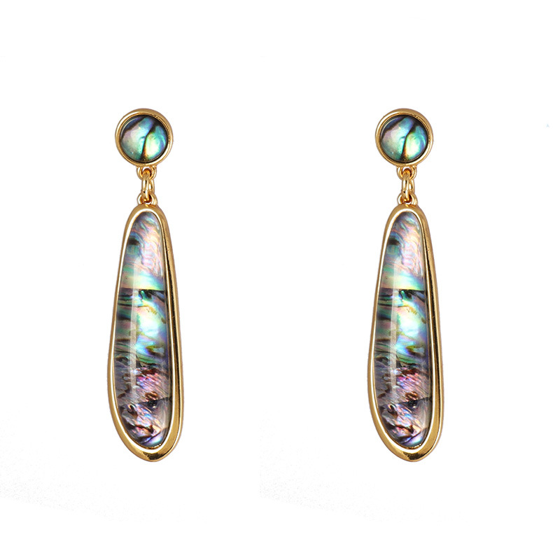Wind Accessories Design Development Abalone Shell Long Texture Earrings Women