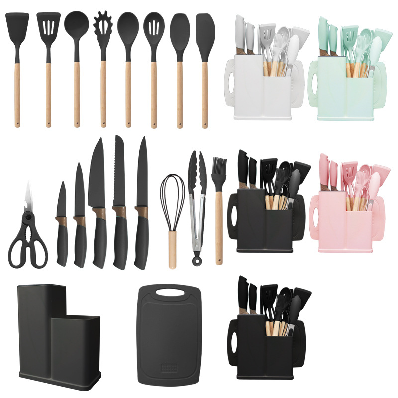 Silicone Spatula and Soup Spoon 19-Piece Set Non-Stick Silicone Spatula Multifunctional Silicone Kitchenware Knife Set