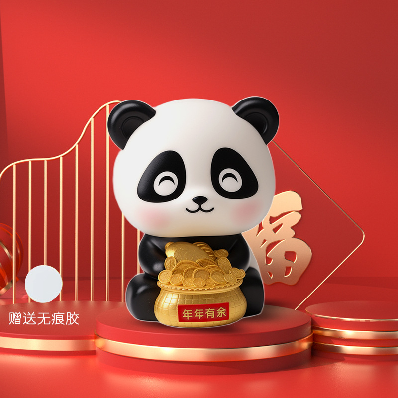 Solar Lucky Panda Ornament Cute Nodding Solar-Powered Small Ornament Fortune Lucky Small Ornament