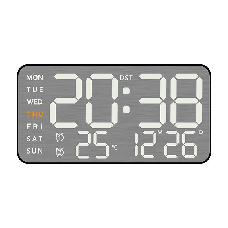 Metal Brushed Feel Wall Clock New Multifunctional Electronic Clock LED Electronic Alarm Clock Simple Alarm Clock
