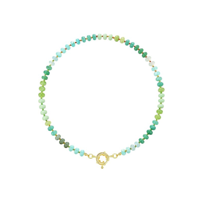 New Women's Bohemian Dopamine Color Matching Natural Stone Colorful Crystal Beaded Necklace