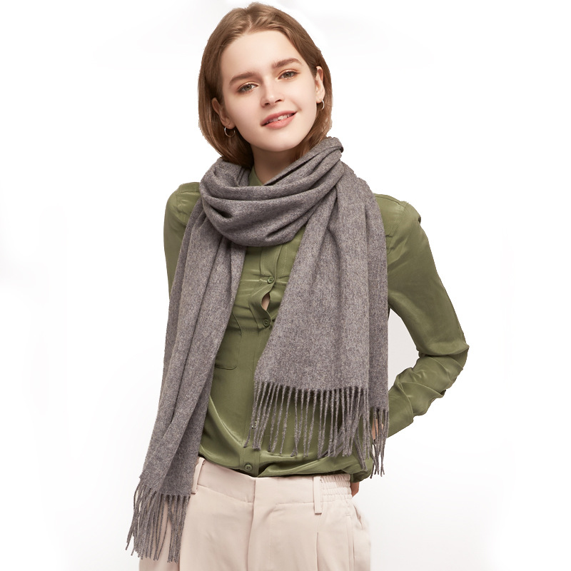 Inner Mongolia specialty pure cashmere solid color scarf long tassel plain color cold-proof cashmere shawl warm neck warmer