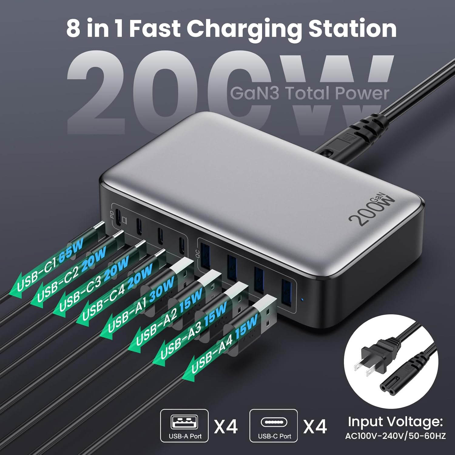 Strictly Selected 200W GaN Charger 20V5A High Power Mobile Phone Tablet Laptop Universal Desktop Charging Station