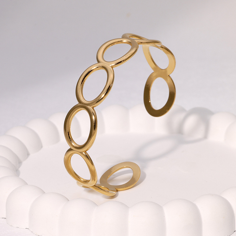 Geometric simple bracelet love flower gold-plated stainless steel bracelet women