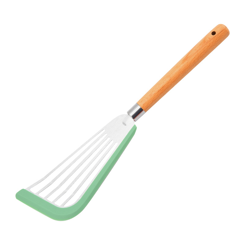 Silicone Cooking Fish Slotted Spatula Household Kitchen Stir-fry Spatula Stainless Steel Steak Spatula Non-stick Pan Kitchenware