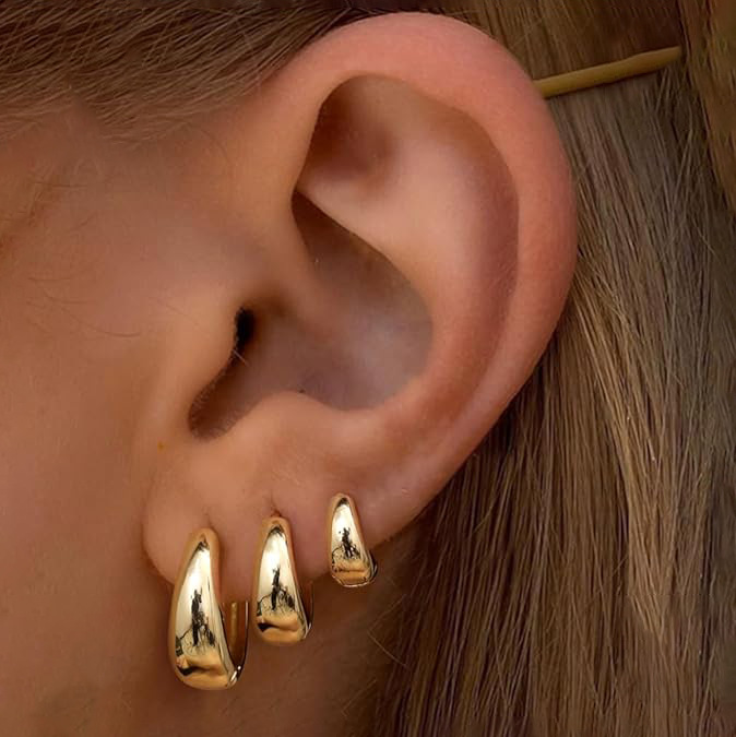 Titanium steel ear buckle 18k gold u-shaped small simple ear stud earrings