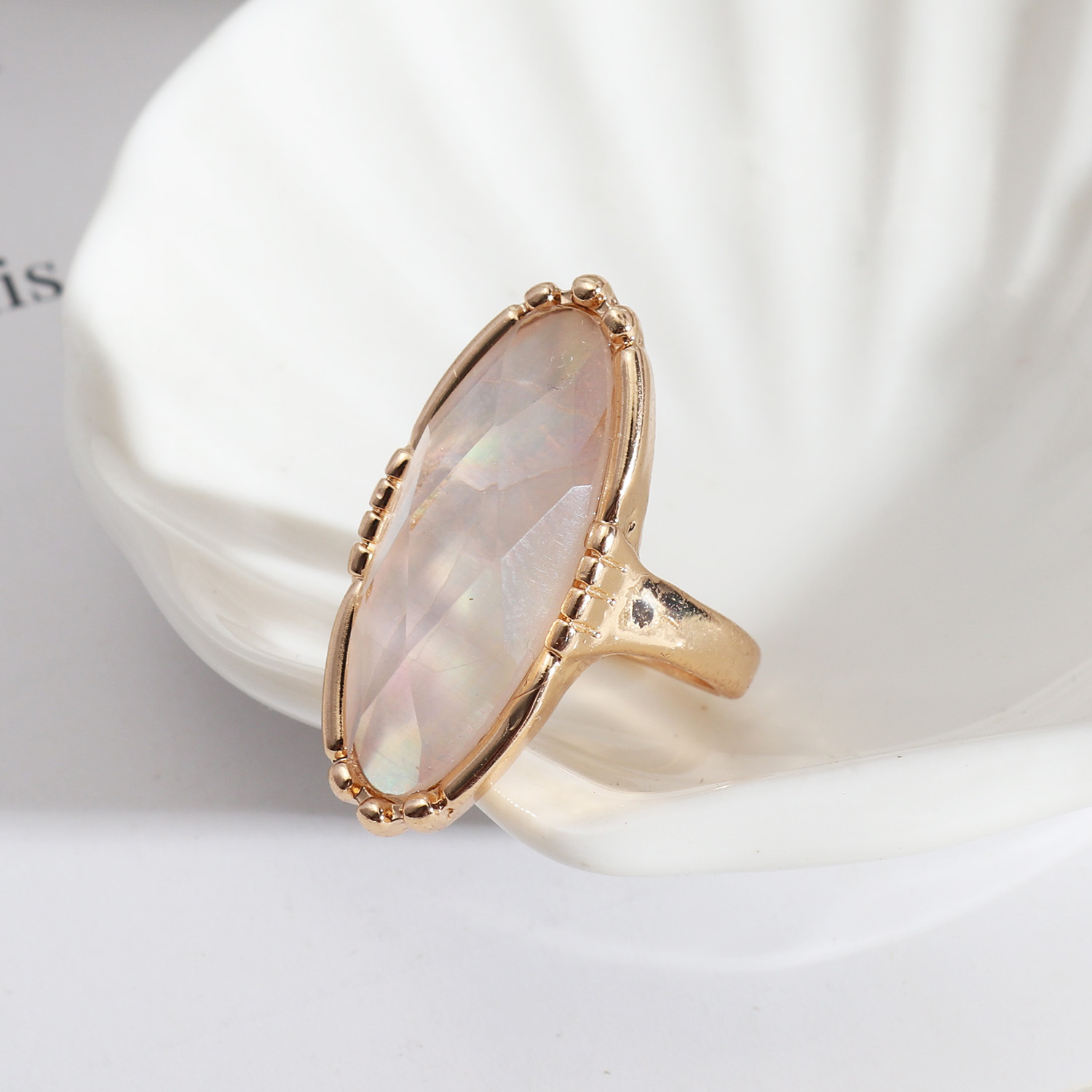 Design Development Wind Accessories Faceted Abalone Shell Exquisite Simple Ring Women