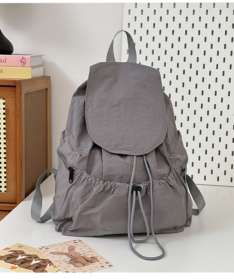New Niche Lightweight Nylon Fabric Backpack Women Casual Drawstring Travel Large Capacity Backpack