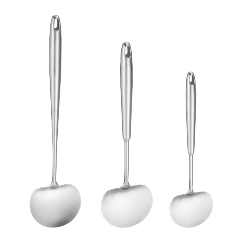 Thickened 304 stainless steel material spatula, household mushroom spatula, kitchen stir-fry spatula, extended handle anti-scald stir-fry spoon