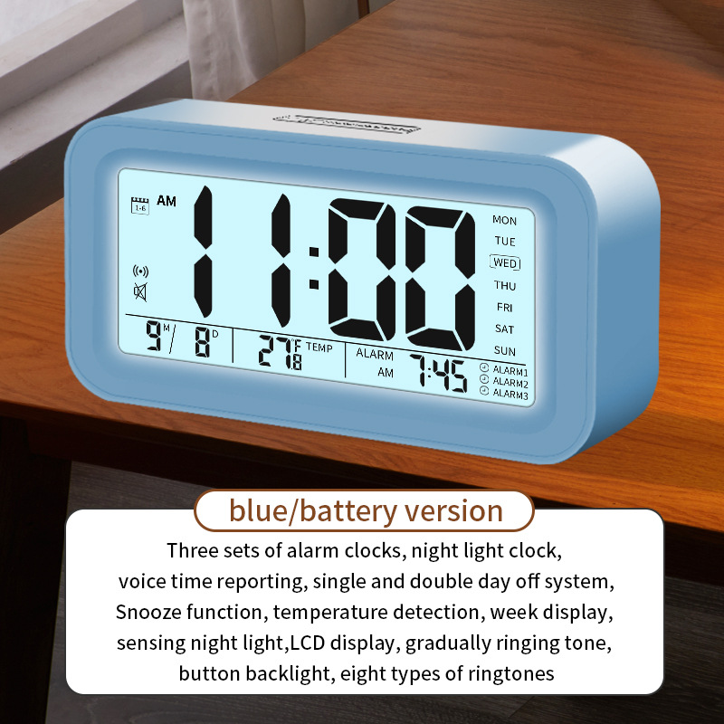 Alarm Clock Desktop Electronic Clock Touch Bedside Voice Clock Thermometer Modern Simple
