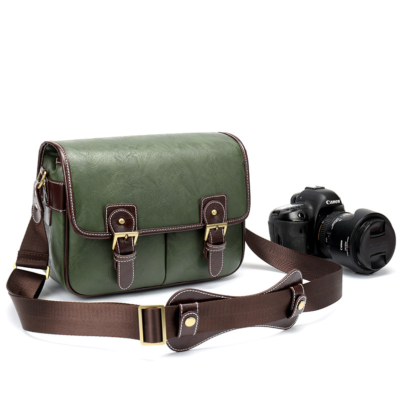 Single shoulder bag faux leather DSLR camera bag for Nikon Canon cameras with inner padding anti-drop