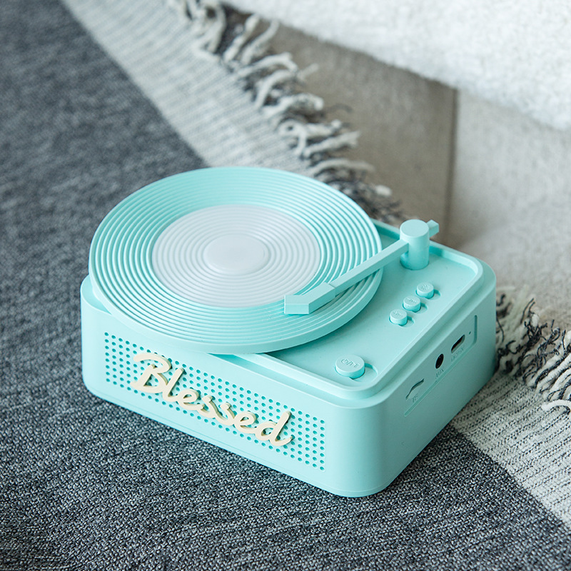 Little Lucky Wireless Bluetooth Speaker Vinyl Night Light Sound and Light Integration Stereo Sound Cute Small Speaker Gift
