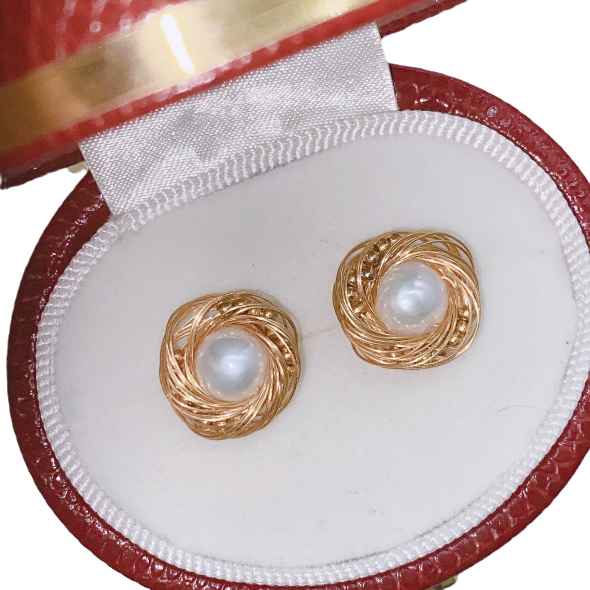 Handmade Natural Freshwater Suzhou Bread Pearl 925 Needle Copper Gold-Filled Wire Wrapped Antique Earrings Women