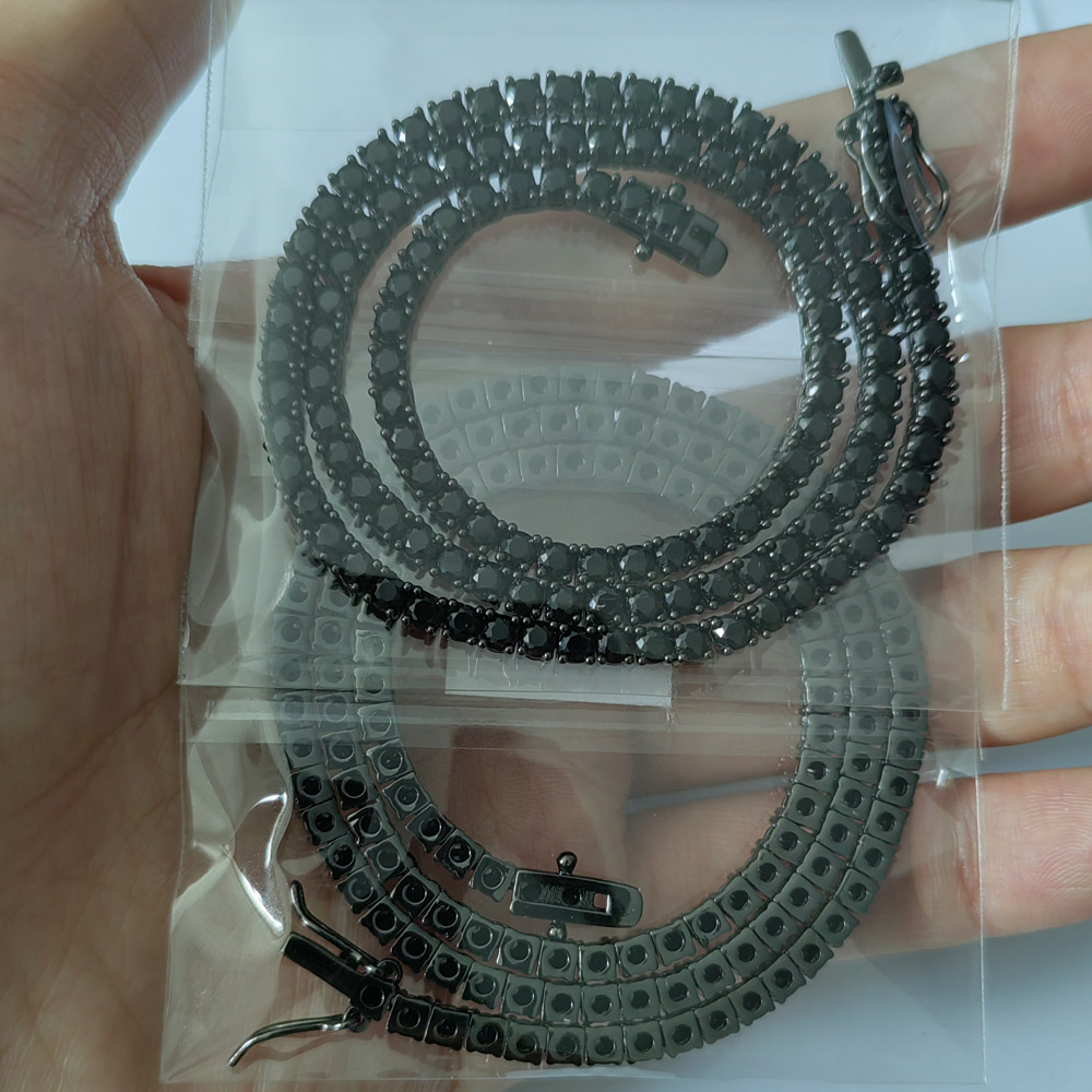 3mm 4mm 5mm black tennis chain Tennis Chain copper set zircon hip-hop single row chain