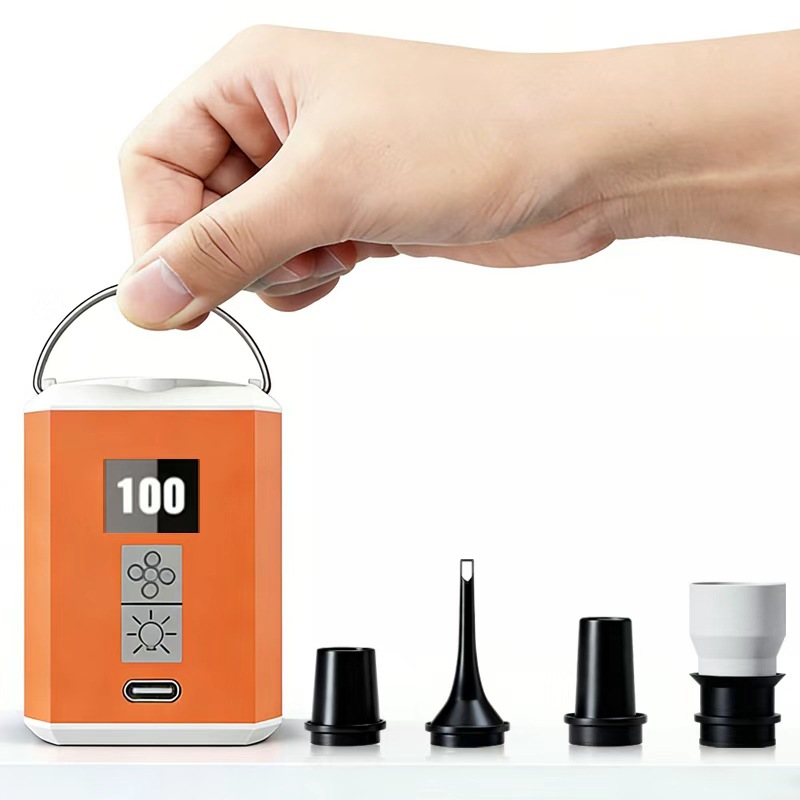 Outdoor camping inflatable pump, portable and compact, high-power air pump, camping lighting multifunctional air pump cylinder
