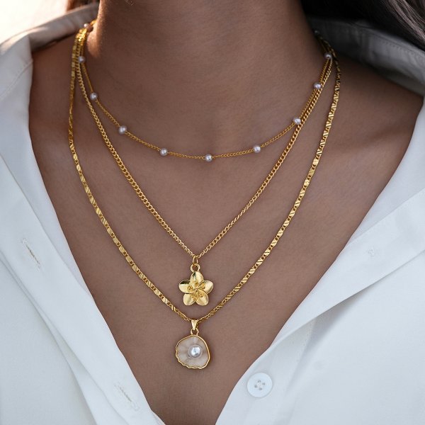 Summer Ocean Vacation Starfish Shell Conch Pearl Multi-layer Necklace Exaggerated Multi-layer Layered Necklace