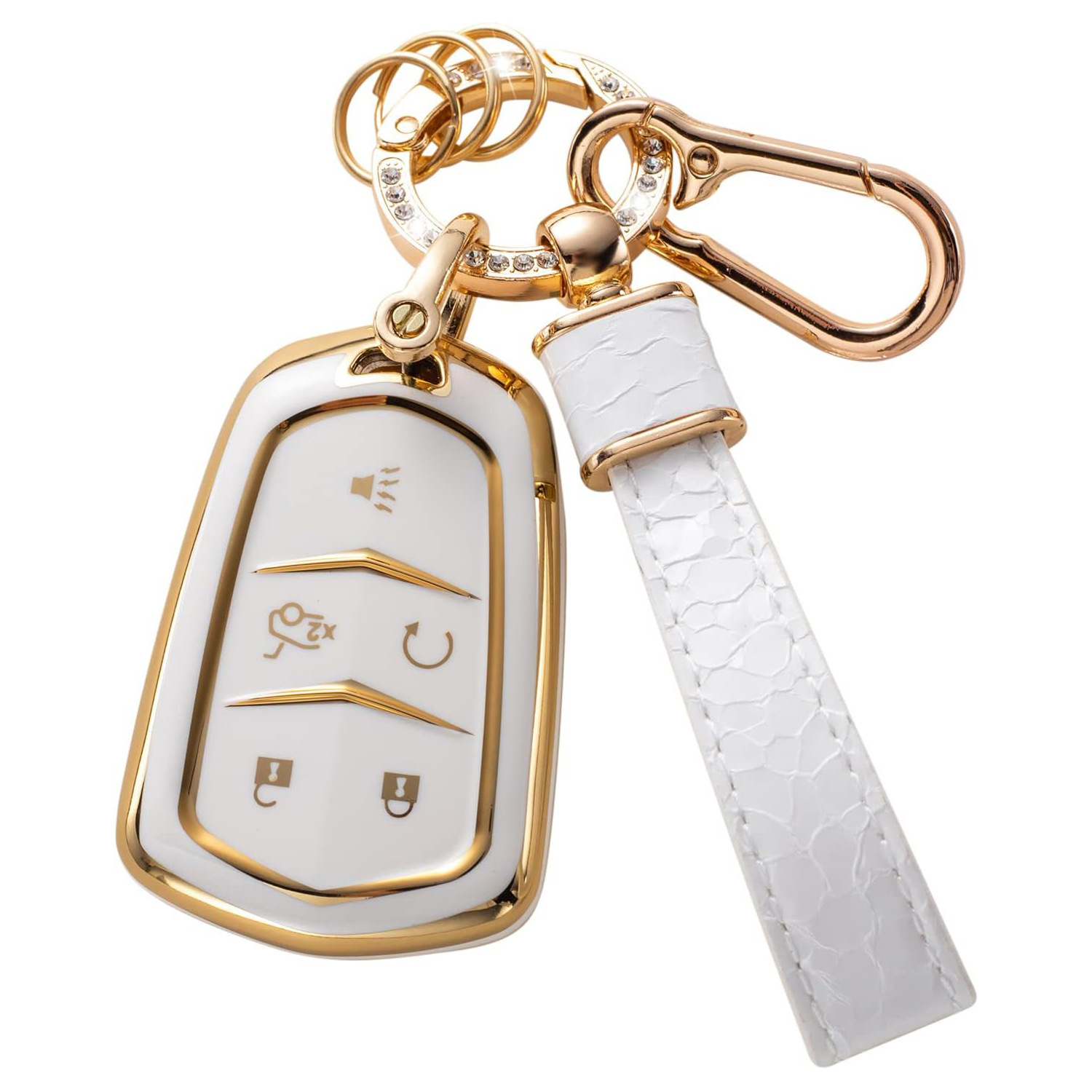 Gold Edge Key Case Pendant Car Key Bag Stone Grain Keychain