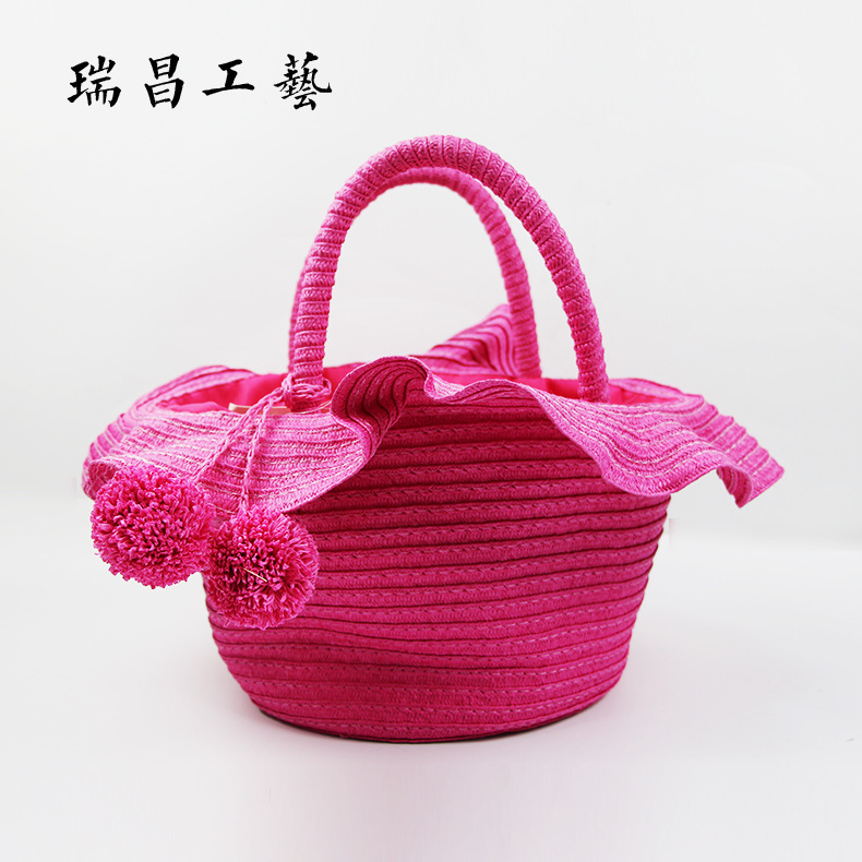 Bali paper rope woven beach bag, women's handbag, straw woven bag, lotus leaf beach bag, straw woven bag