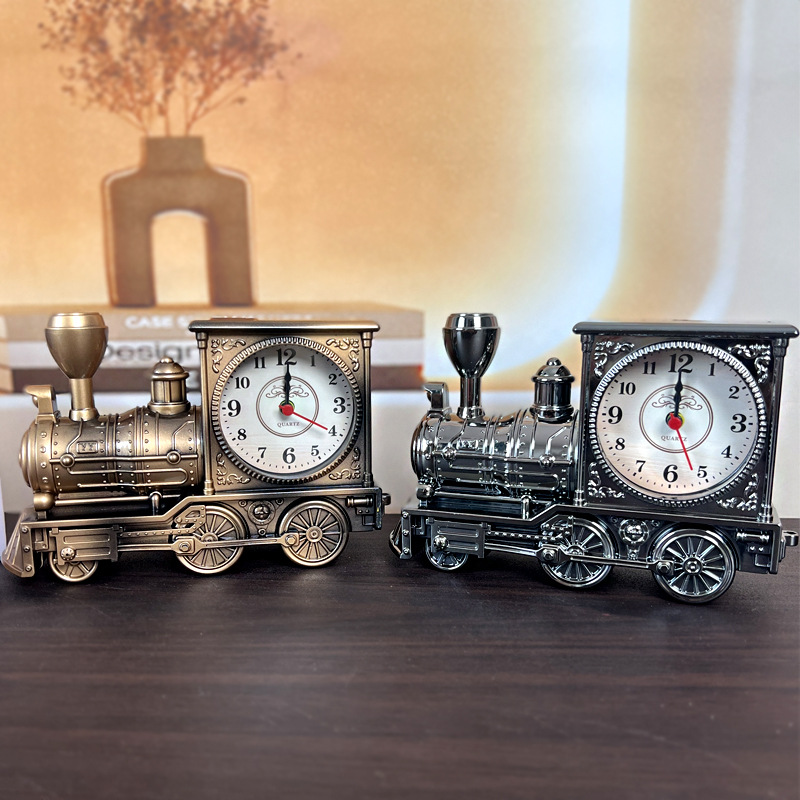 Home Wake-Up Alarm Student Gift School Season Gift Antique Train Head Alarm Clock