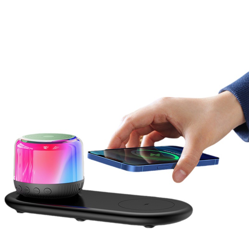 New multifunctional Bluetooth speaker gift colorful atmosphere light wireless charging card home car speaker