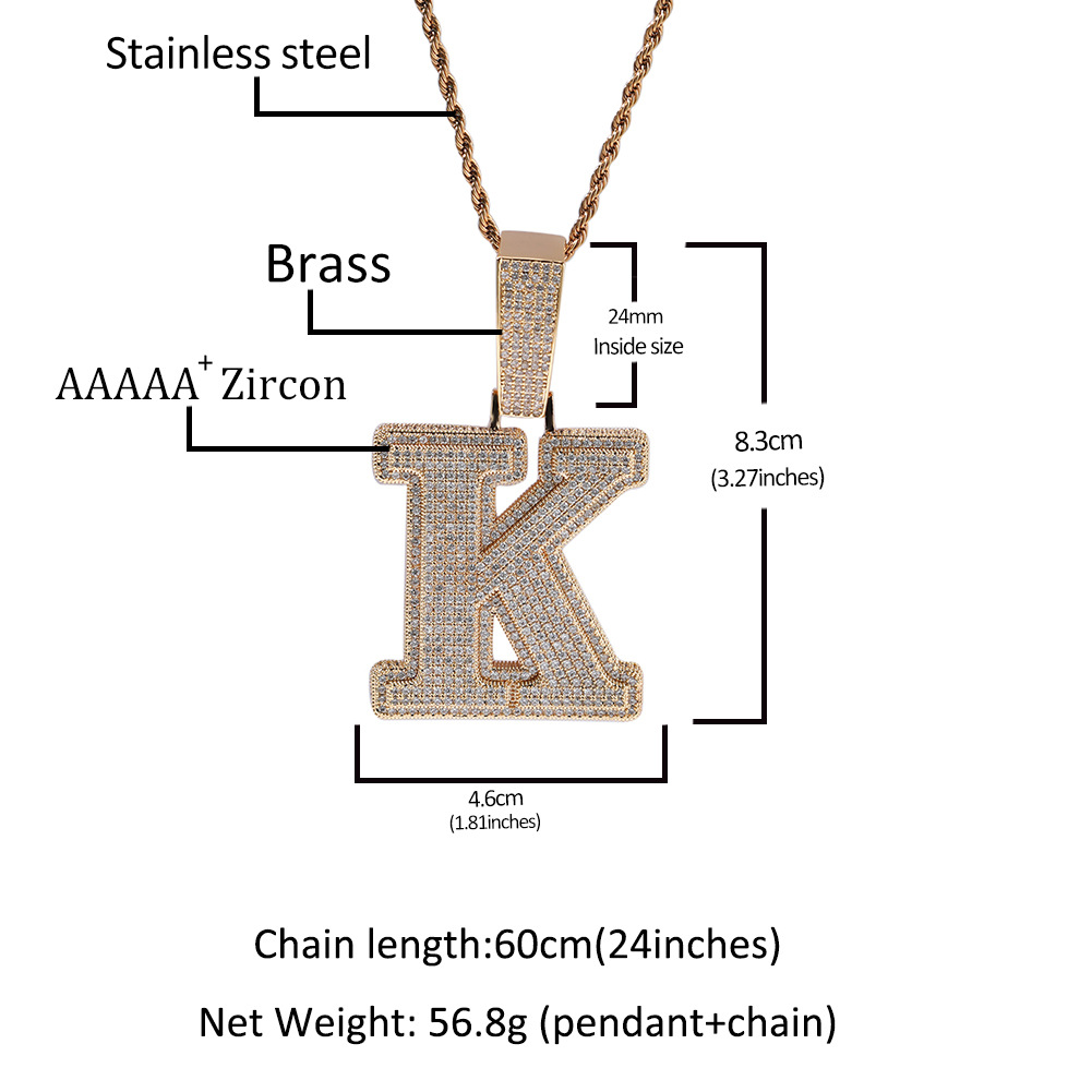 Street 26 Letter Necklace Hip Hop Diamond Men's Pendant Niche Couple Accessories