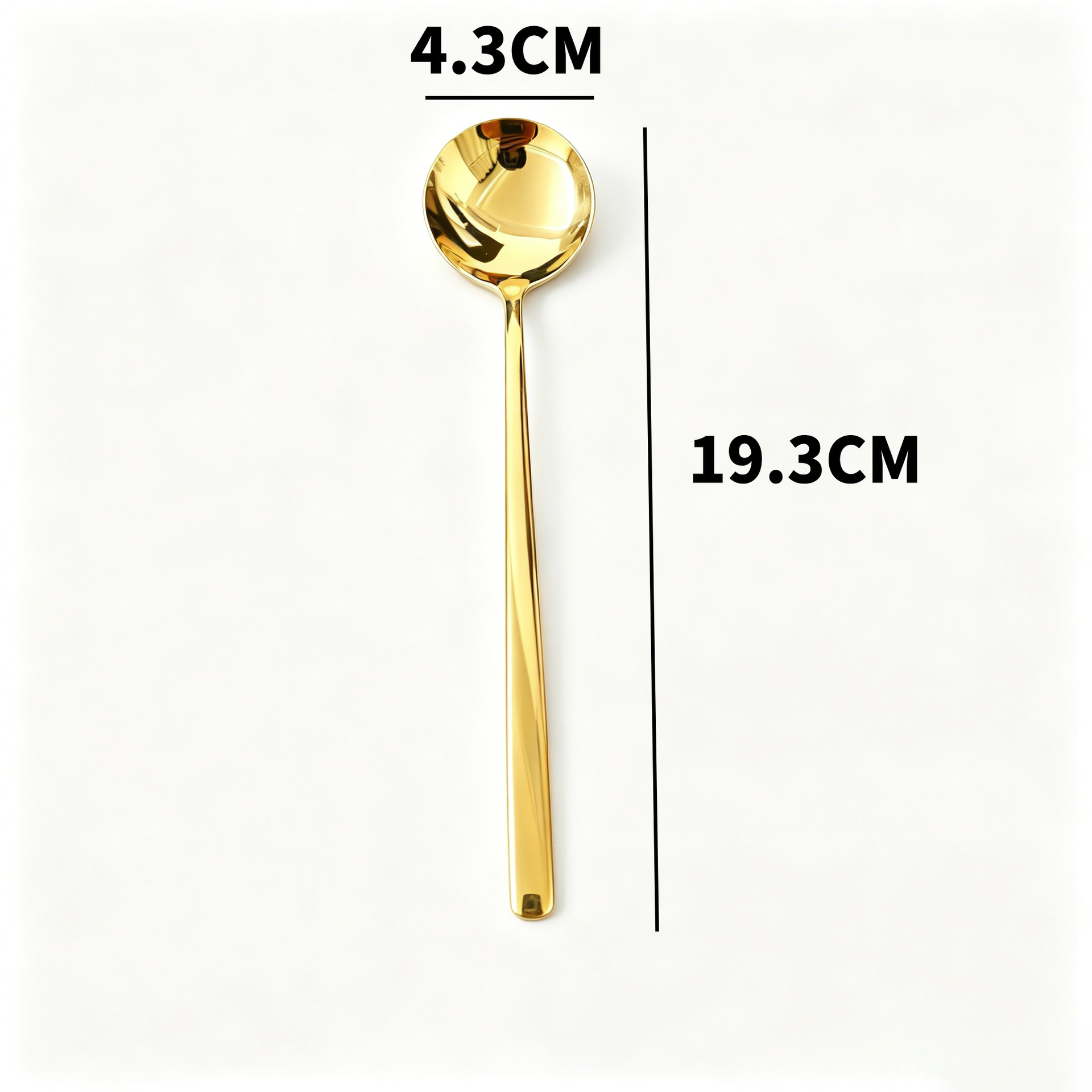 304 Stainless Steel Round Head Spoon Long Handle Ding Dang Spoon Restaurant Household Dessert Stirring Individually Wrapped