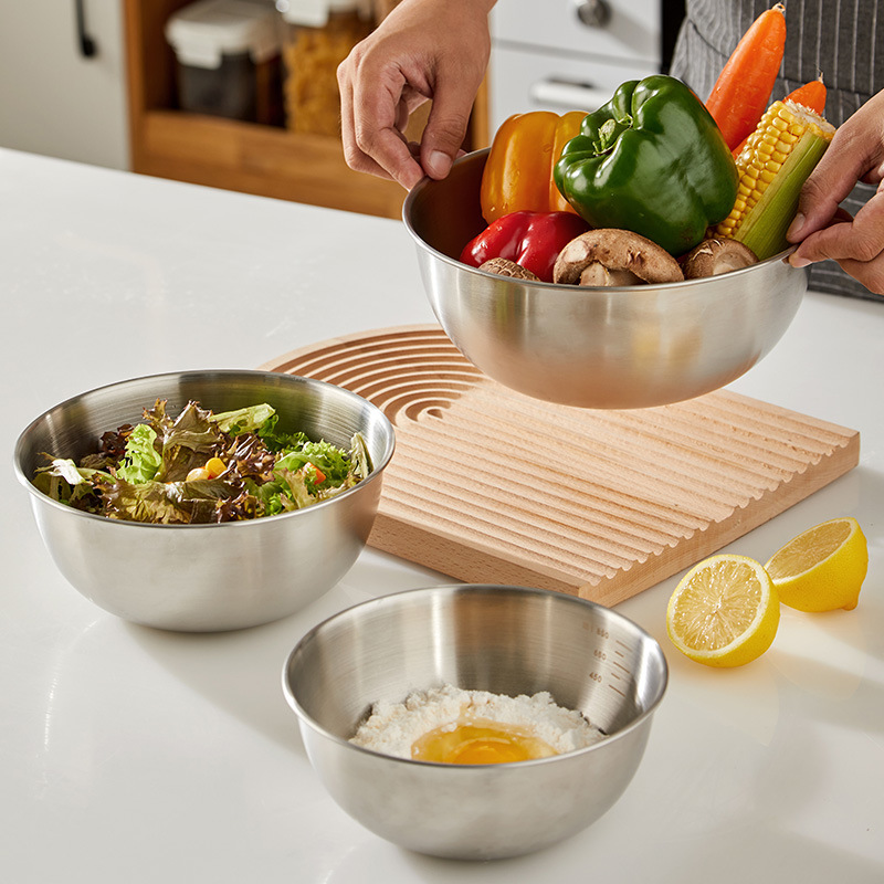 Stainless steel mixing bowl household measuring bowl thickened mixing bowl egg beating bowl salad baking bowl