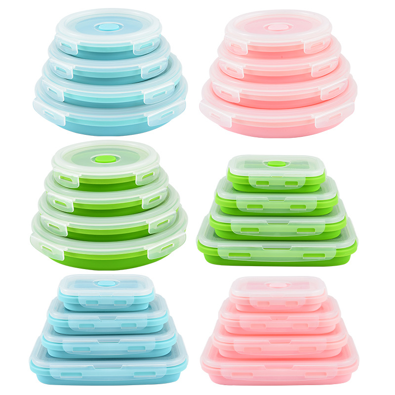 Silicone Lunch Box Household Fresh-keeping Box Children's Lunch Box Outdoor Portable Travel Bento Box Student Plate