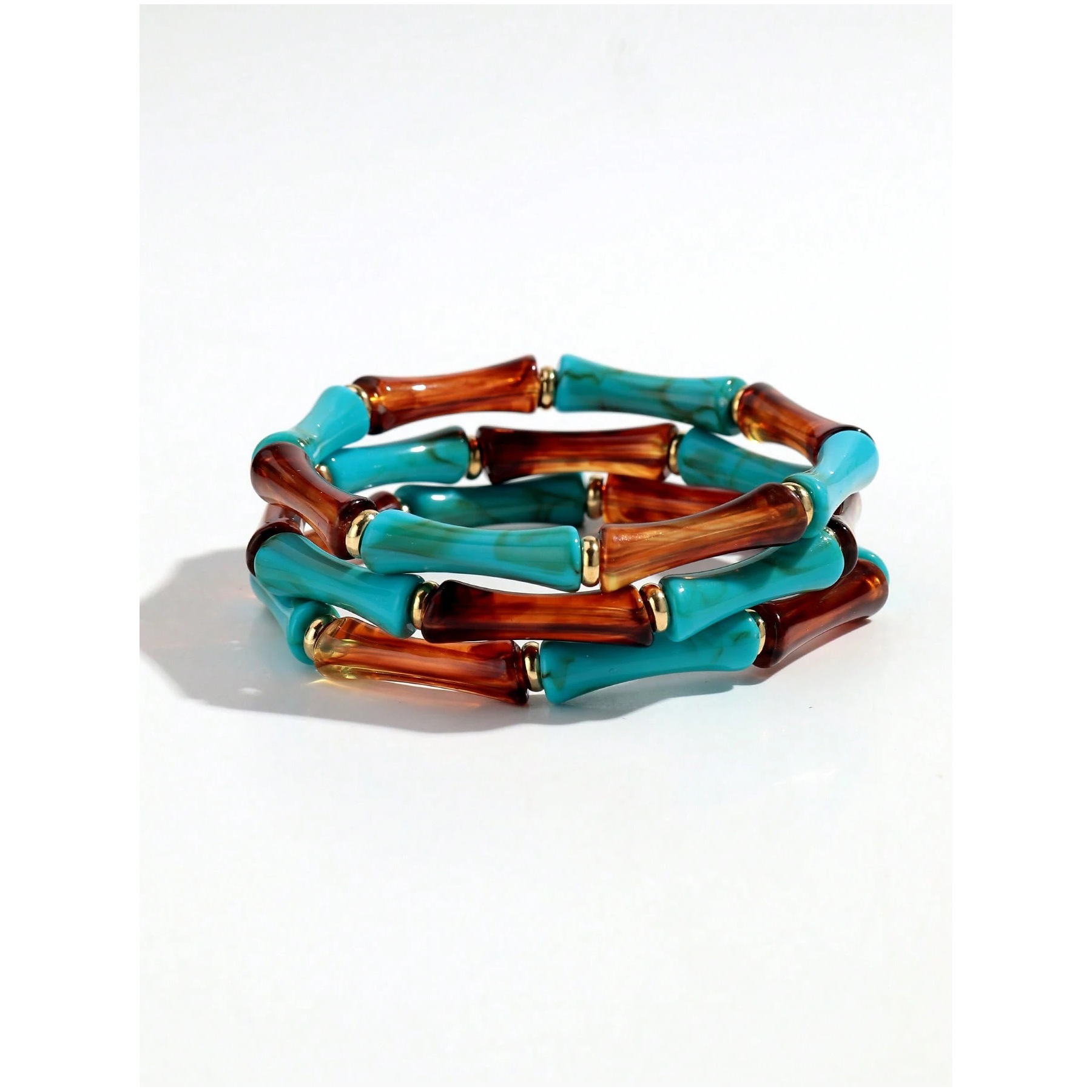 Acrylic Curved Tube Bracelet Stacking Elastic Beaded Bamboo Tube Bracelet